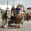 The re-enactment march heads down the main street of Laidley.