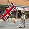John Barwell leads the re-enactment march down the main street of Laidley.